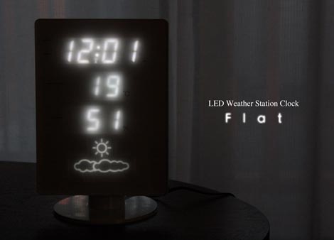 ホワイト×ホワイトLEDな温湿時計 （イデアレーベル）「FLAT（フラット）」