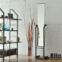 木とスチールが融合した北欧デザインのスタンドミラー Re・conte Rita Stand Mirror